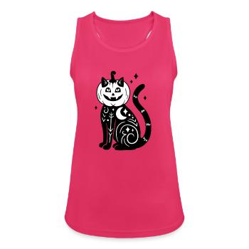 Halloween Katze Kürbiskostüm - SW mit Sternen - Frauen Tank Top atmungsaktiv - Fuchsia - Vorne - Zoe (177cm)