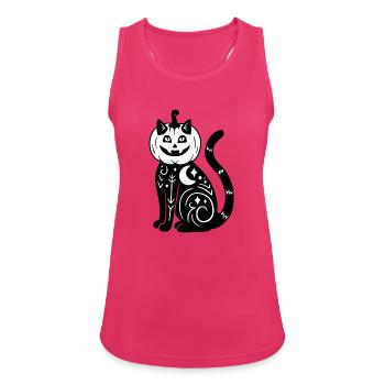 Halloween Katze Kürbiskostüm - SW - Frauen Tank Top atmungsaktiv - Fuchsia - Vorne - Zoe (177cm)