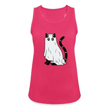 Halloween Katze Gespenst - Frauen Tank Top atmungsaktiv - Fuchsia - Vorne - Zoe (177cm)