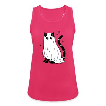 Halloween Katze Gespenst - SW mit Sternen - Frauen Tank Top atmungsaktiv - Fuchsia - Vorne - Zoe (177cm)