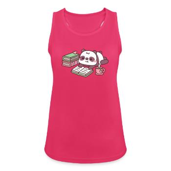 Süßer Pandabär entspannt mit Büchern und Tee - Frauen Tank Top atmungsaktiv - Fuchsia - Vorne - Zoe (177cm)