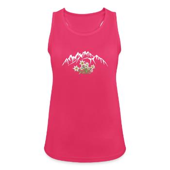 Alpen Edelweiß vor Berggruppe - Frauen Tank Top atmungsaktiv - Fuchsia - Vorne - Zoe (177cm)