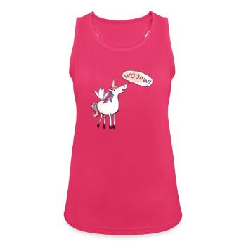 Einhorn Comic, wow, Staunt - Frauen Tank Top atmungsaktiv - Fuchsia - Vorne - Zoe (177cm)
