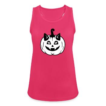 Halloween Katze Kürbiskopf - Schwarz Weiß - Frauen Tank Top atmungsaktiv - Fuchsia - Vorne - Zoe (177cm)