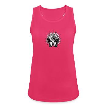 Heilige Sonne – Kosmischer Schmetterling - Frauen Tank Top atmungsaktiv - Fuchsia - Vorne - Zoe (177cm)