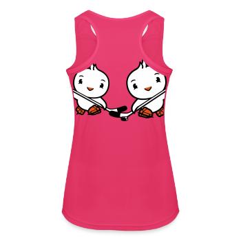 2 Birds Playing Hockey Sport Puck Two Stick - Women's Breathable Tank Top - fuchsia - Back - Zoe (177cm)