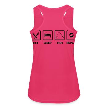 eat_sleep_fish_repeat - Women's Breathable Tank Top - fuchsia - Back - Zoe (177cm)