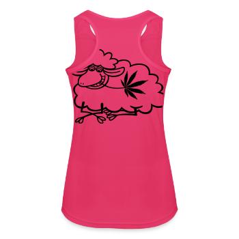 Schaf Hanf liegend - Frauen Tank Top atmungsaktiv - Fuchsia - Hinten - Zoe (177cm)