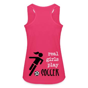 Real girls play soccer - Frauen Tank Top atmungsaktiv - Fuchsia - Hinten - Zoe (177cm)
