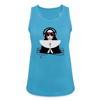 Nonne mit Sonnenbrille und Kopfhörer - Frauen Tank Top atmungsaktiv - Saphirblau - Vorne - Zoe (177cm)