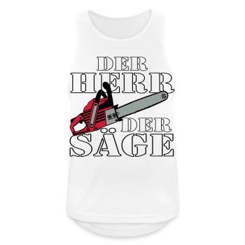 Motorsäge , der Herr der Säge Motorsäge (25) - Männer Tank Top atmungsaktiv - Weiß - Vorne - Nick (188cm)