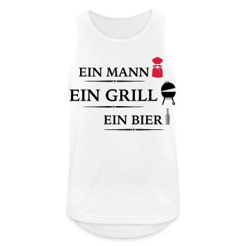 Grill - Männer Tank Top atmungsaktiv - Weiß - Vorne - Nick (188cm)