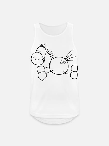 Tyk Cartoon Hest - Pony - Hest - Herre tanktop åndbar - hvid
