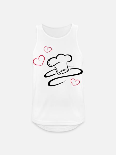 Koch, Kochmützen Logo mit drei Herzen. - Männer Tank Top atmungsaktiv - Weiß