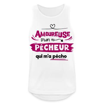 Amoureuse d'un pêcheur qui m'a pécho ! humour - Débardeur respirant Homme - blanc - Devant - Nick (188cm)