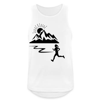 Läuferin Frau mit Bergen - Männer Tank Top atmungsaktiv - Weiß - Vorne - Nick (188cm)