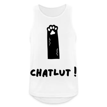 Le chat qui dit Chatlut - Débardeur respirant Homme - blanc - Devant - Nick (188cm)
