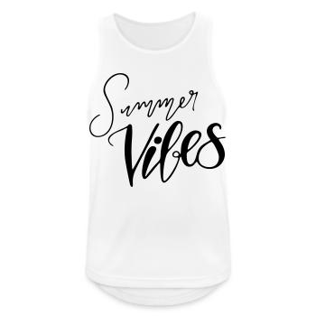 Handlettering "Summer Vibes" Verschiedene Farben - Männer Tank Top atmungsaktiv - Weiß - Vorne - Nick (188cm)