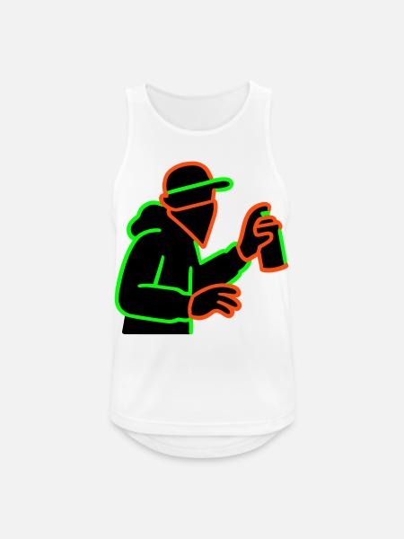 Neon Graffiti Sprayer Silhouette - Men's Breathable Tank Top - white