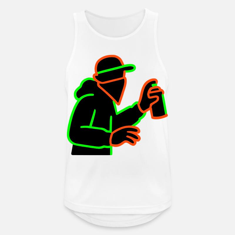 Neon Graffiti Sprayer Silhouette - Männer Tank Top atmungsaktiv - Weiß