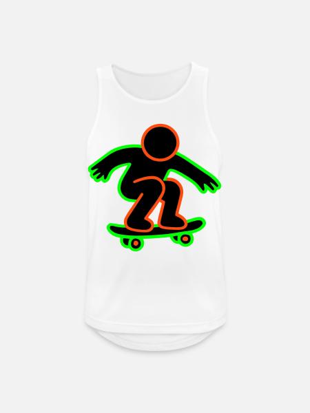 Neon Skateboarder Line Art - Men's Breathable Tank Top - white