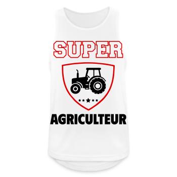Super agriculteur, fête des pères, noël - Débardeur respirant Homme - blanc - Devant - Nick (188cm)