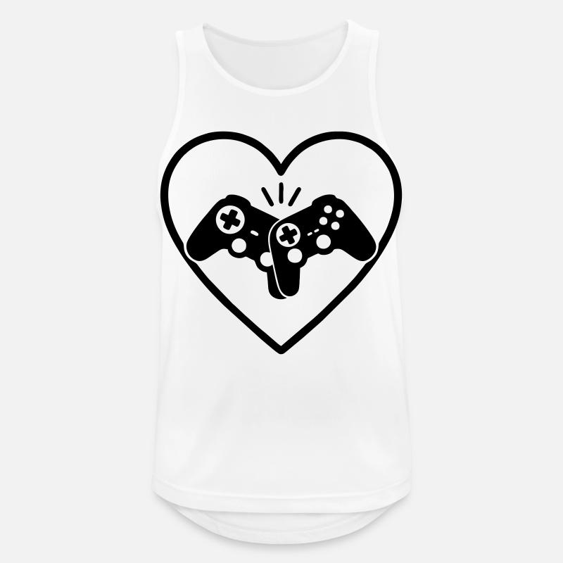 Gamecontroller Herz Gamer Liebe Geschenk - Männer Tank Top atmungsaktiv - Weiß