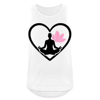 Damen Yoga Herz Silhouette Lotus Wellness - Männer Tank Top atmungsaktiv - Weiß - Vorne - Nick (188cm)