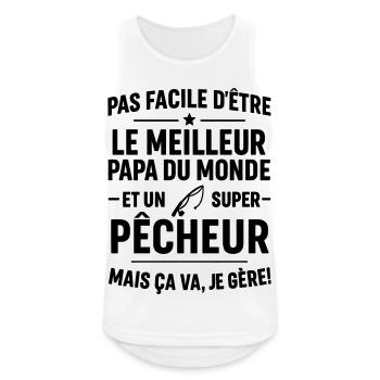 Pêche – Super Papa Pêcheur - Débardeur respirant Homme - blanc - Devant - Nick (188cm)
