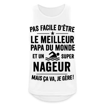Natation – Super Papa Nageur - Débardeur respirant Homme - blanc - Devant - Nick (188cm)