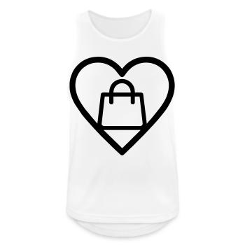 Cœur + Shopping – Amateur de shopping - Débardeur respirant Homme - blanc - Devant - Nick (188cm)