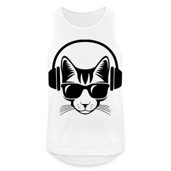 Cat music headphones and sunglasses - Men's Breathable Tank Top - white - Front - Nick (188cm)