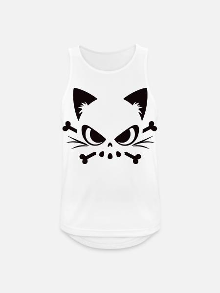 Cats Skull | Minimal Skull & Bones motif - Men's Breathable Tank Top - white