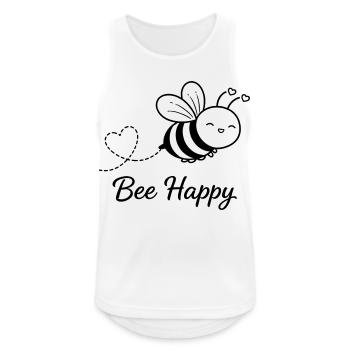 Bee Happy – Cute Bee with Heart | Positive Art - Männer Tank Top atmungsaktiv - Weiß - Vorne - Nick (188cm)