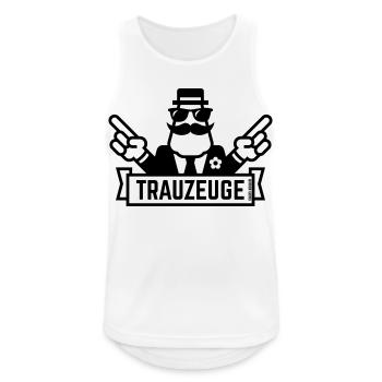 Trauzeuge Handzeichen (Polterabend / JGA / 1C) - Männer Tank Top atmungsaktiv - Weiß - Vorne - Nick (188cm)
