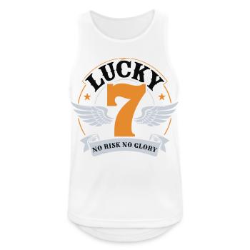 Badge de motard Lucky 7 – Sans risque, sans gloire - Débardeur respirant Homme - blanc - Devant - Nick (188cm)