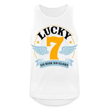 Badge de motard Lucky 7 – Sans risque, sans gloire - Débardeur respirant Homme - blanc - Devant - Nick (188cm)