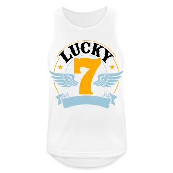 Lucky 7 – Personalisierbares Biker Design - Männer Tank Top atmungsaktiv - Weiß - Vorne - Nick (188cm)