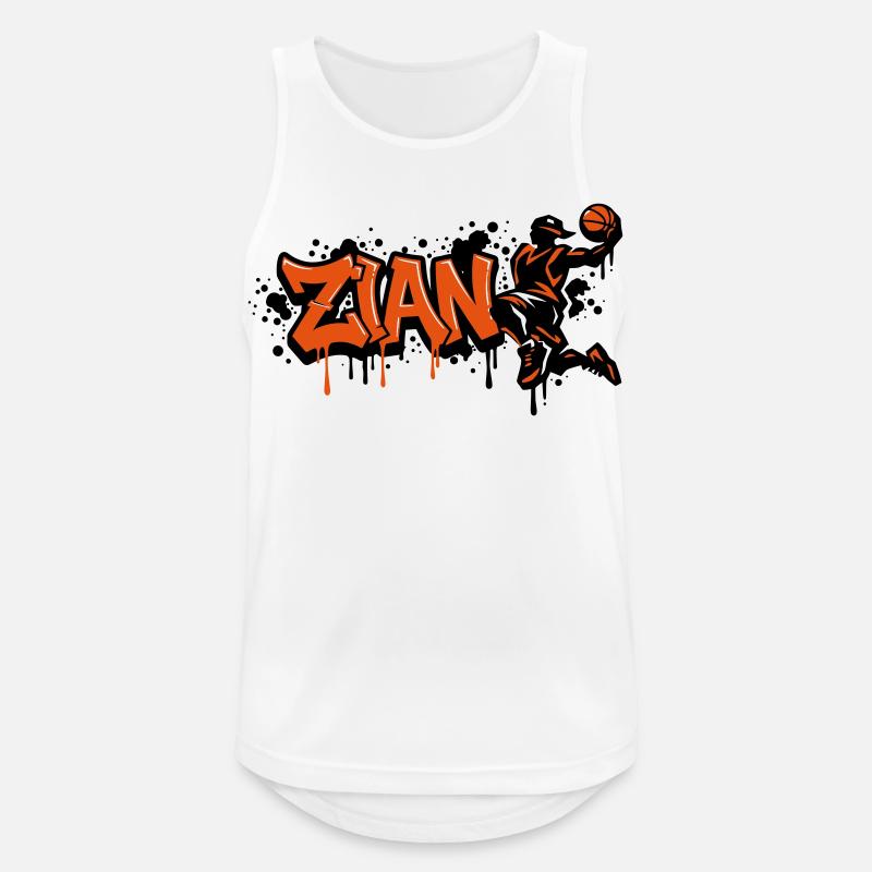 Zian Graffiti Dunk Orange - Männer Tank Top atmungsaktiv - Weiß