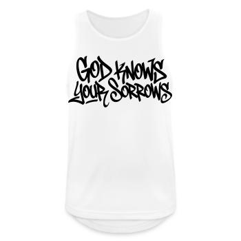 God Knows Your Sorrows Graffiti Design - Männer Tank Top atmungsaktiv - Weiß - Vorne - Nick (188cm)