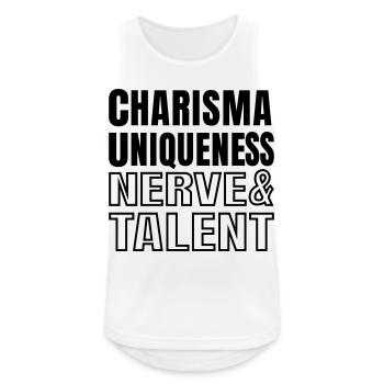 Charisma einzigartige Nerven und Talent Textzitat SVG - Männer Tank Top atmungsaktiv - Weiß - Vorne - Nick (188cm)