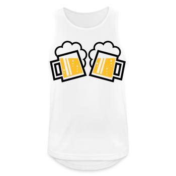 2 Bayrische Bierkrüge Prosten (Bier Maßkrüge / 2C) - Männer Tank Top atmungsaktiv - Weiß - Vorne - Nick (188cm)