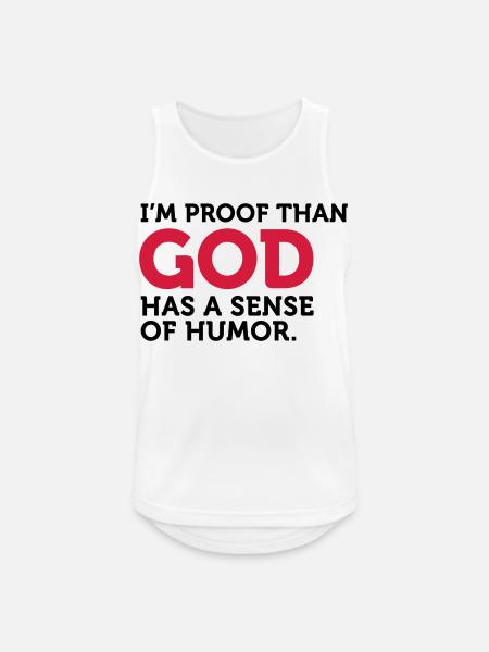 Gud har en sans for humor. Jeg er beviset! - Pustende singlet for menn - hvit