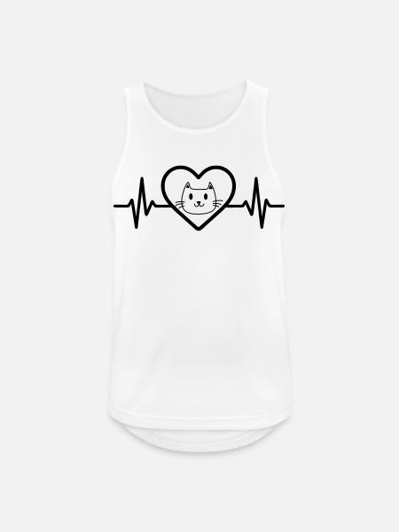 Katze Herz Tier - Männer Tank Top atmungsaktiv - Weiß