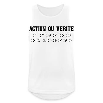 Écriture Braille Inspirée Action Vraie - Débardeur respirant Homme - blanc - Devant - Nick (188cm)