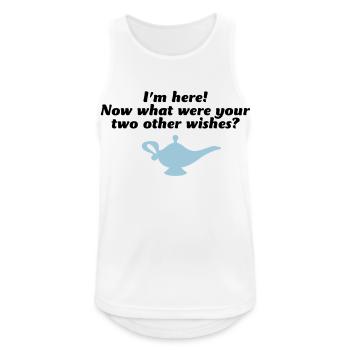 Hier bin ich! Was waren deine anderen Wünsche? - Männer Tank Top atmungsaktiv - Weiß - Vorne - Nick (188cm)
