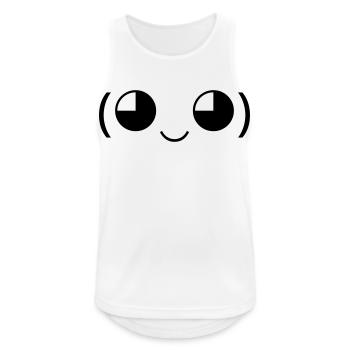 Émoticon kawaii Sourire (◕‿◕) Mignon - Débardeur respirant Homme - blanc - Devant - Nick (188cm)