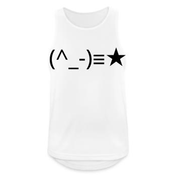 Zwinkerndes Emote (^_-)≡★ Augenzwinkern - Männer Tank Top atmungsaktiv - Weiß - Vorne - Nick (188cm)