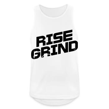 Motivational Gym Rise Grind - Männer Tank Top atmungsaktiv - Weiß - Vorne - Nick (188cm)