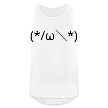 Embarrassed Emote (*/ω\*) Shy Kaomoji - Men's Breathable Tank Top - white - Front - Nick (188cm)